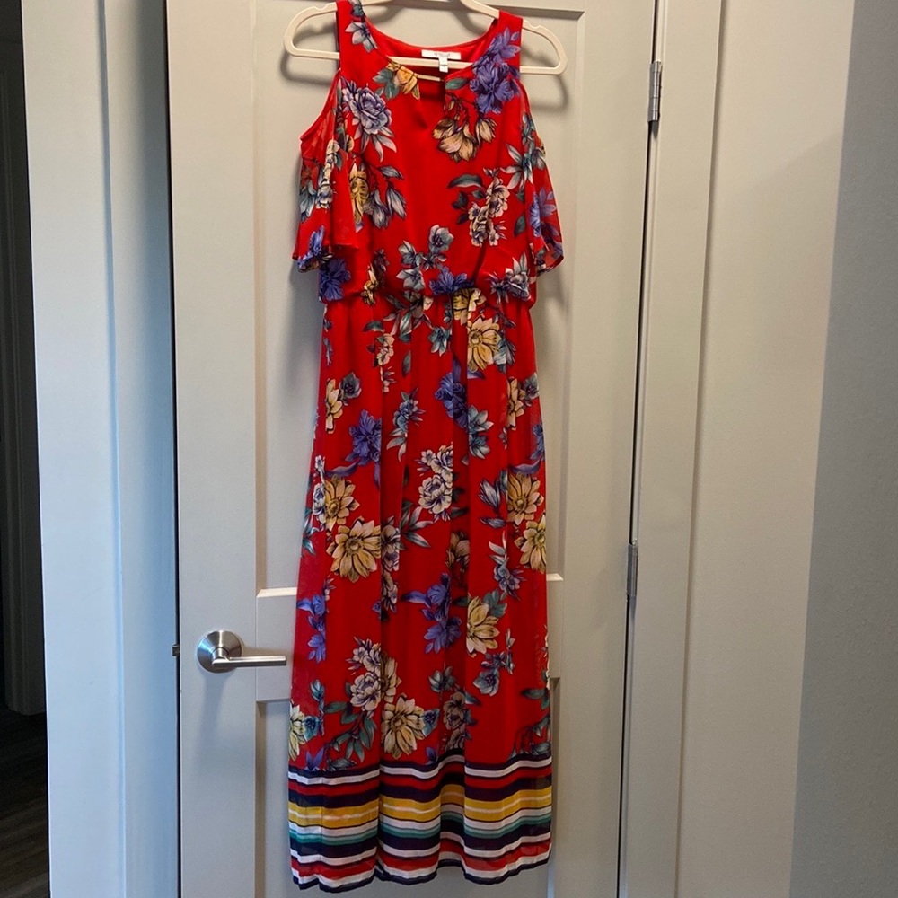 NWOT Tacera Derek Lam 10 Crosby Floral Stripe Cold Shoulder Maxi dress sz 4 EUC - Picture 15 of 16